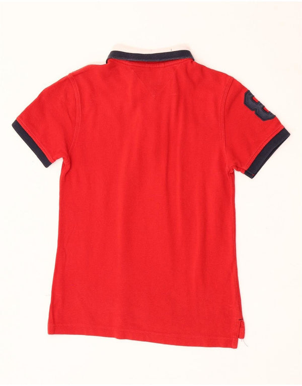 Tricou polo cu grafic rugby Tommy Hilfiger pentru băieți 8-9 ani, bumbac roșu mic