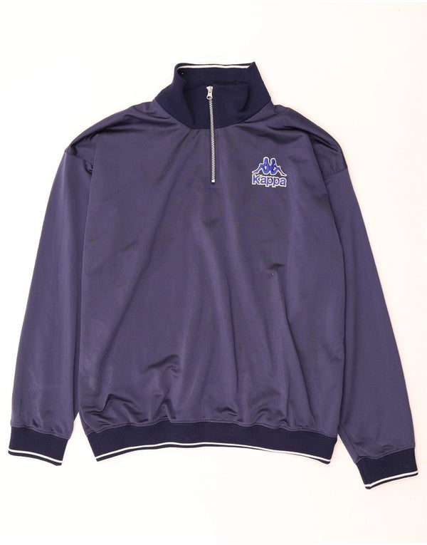 Top de trening pentru bărbați Kappa, supradimensionat, cu fermoar, cu gât, mare, bleumarin