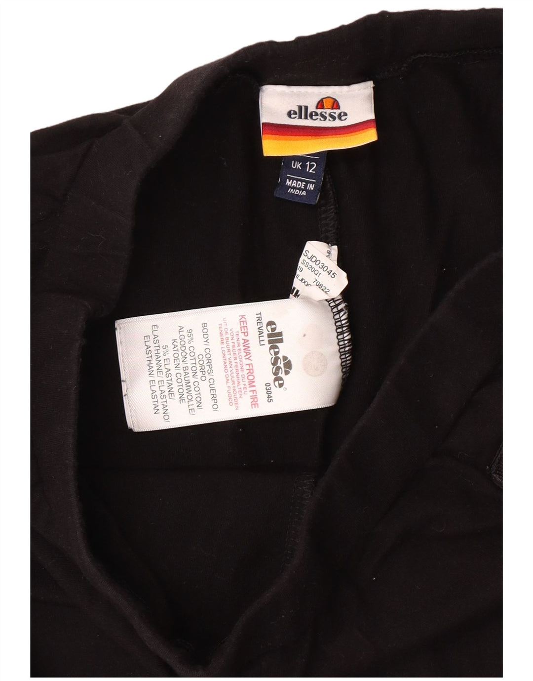 ELLESSE Leggings cu grafică pentru femei UK 12, bumbac mediu negru