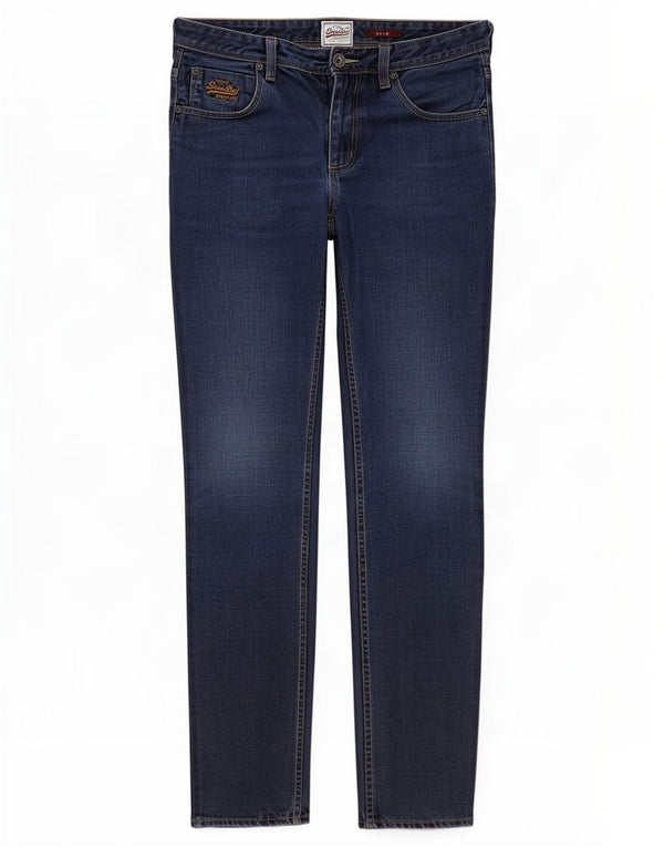 Superdry Mens Slim Jeans W32 L34 Navy Blue Cotton