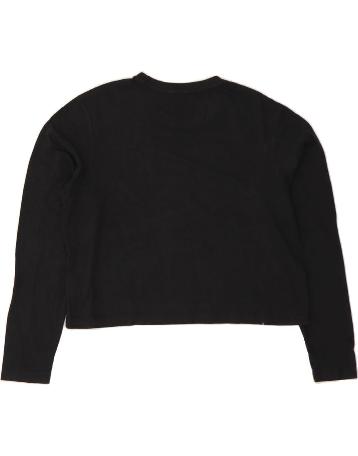 JACK WILLS Womens Oversized Crop Top Long Sleeve UK 10 Small Black Cotton Vintage Jack Wills and Second-Hand Jack Wills from Messina Hembry 