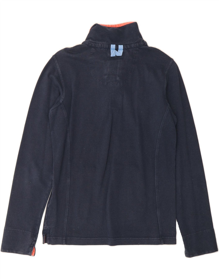CREW CLOTHING Womens Button Neck Sweatshirt Jumper UK 8 Small Navy Blue Vintage Crew Clothing and Second-Hand Crew Clothing from Messina Hembry 