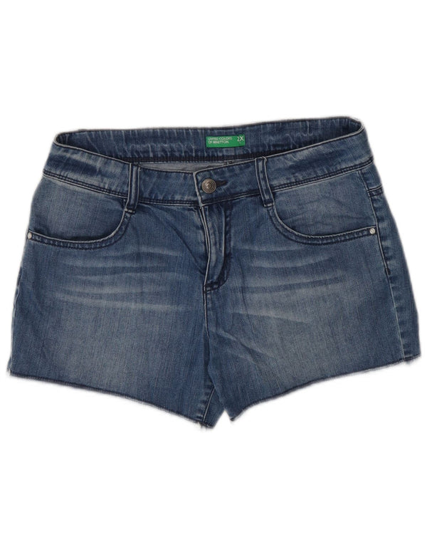 Pantaloni scurți Benetton Fete Denim 11-12 Ani 2XL W28 Bumbac Albastru