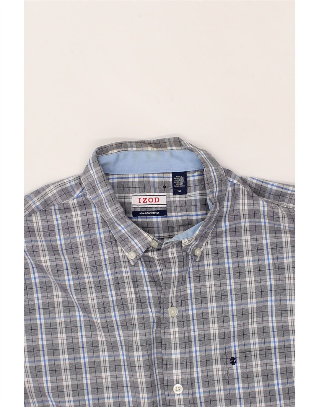 IZOD Mens Shirt Medium Blue Check Cotton Vintage Izod and Second-Hand Izod from Messina Hembry 