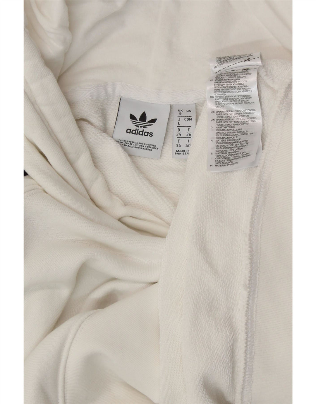 Pulover ADIDAS Crop Oversized Hoodie pentru femei UK 8 Bumbac alb mic