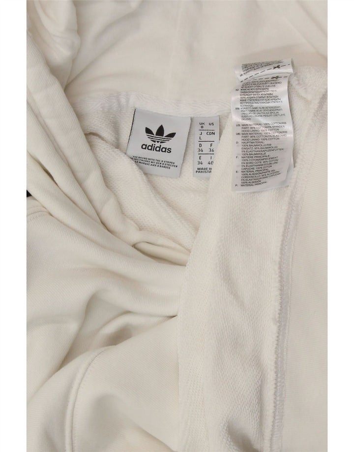 Pulover ADIDAS Crop Oversized Hoodie pentru femei UK 8 Bumbac alb mic