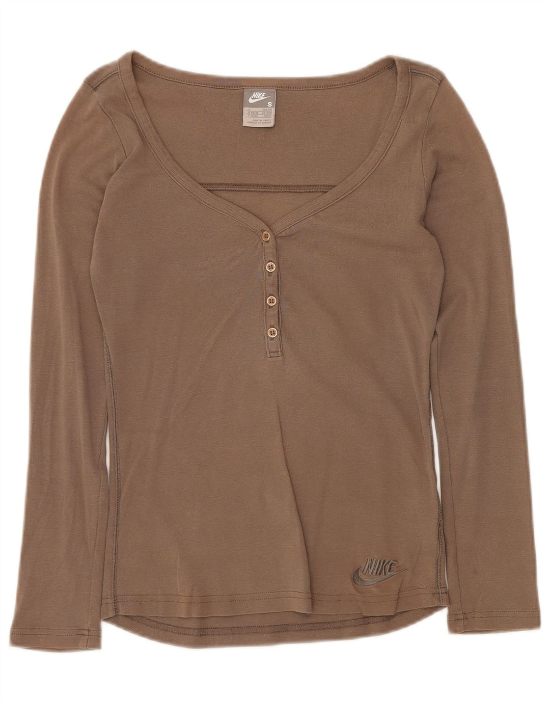 Top pentru femei NIKE cu mânecă lungă UK 8/10 mic, gri bumbac