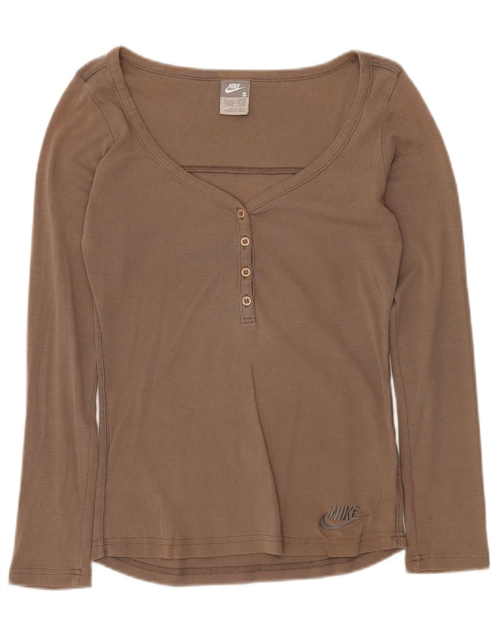 Top pentru femei NIKE cu mânecă lungă UK 8/10 mic, gri bumbac