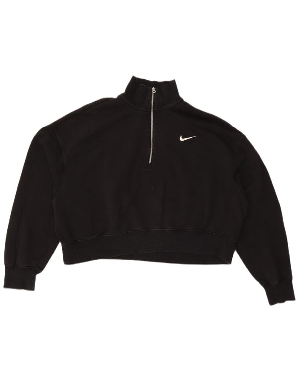 Pulover Nike pentru femei, supradimensionat, cu fermoar și gât, UK 18 XL, bumbac negru