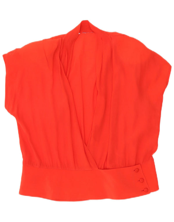 Bluză cămașă supradimensionată pentru femei vintage cu mânecă scurtă UK 10 Small Red