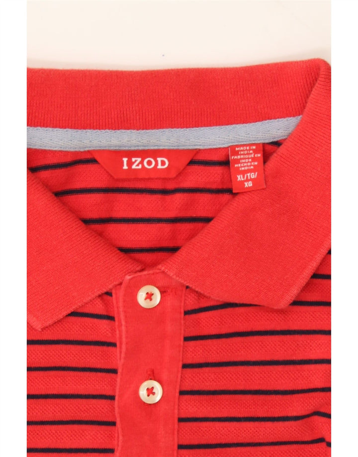 IZOD Mens Polo Shirt XL Red Striped Cotton Vintage Izod and Second-Hand Izod from Messina Hembry 