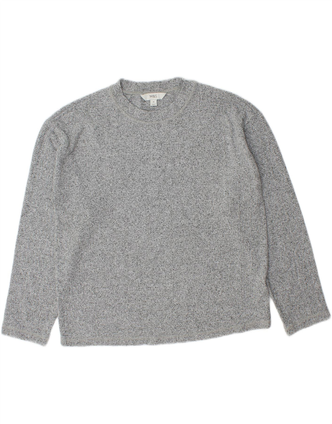 MARKS & SPENCER Womens Crew Neck Jumper Sweater UK 12 Medium Grey Flecked Vintage Marks & Spencer and Second-Hand Marks & Spencer from Messina Hembry 