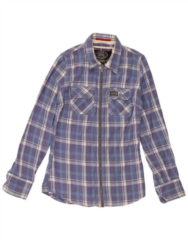 Cămașă de flanel pentru femei SUPERDRY UK 6 XS Blue Check Bumbac