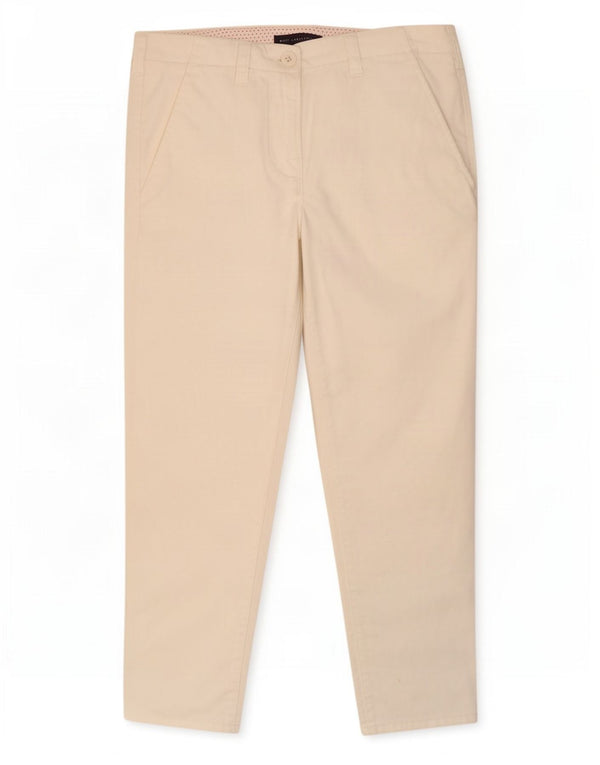 Marks & Spencer Pantaloni tăiați subțiri pentru femei UK 8 Small W30 L24 Off White