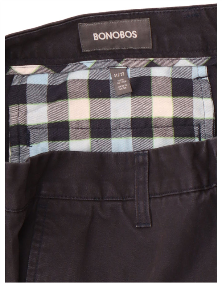 BONOBOS Pantaloni chino drepți pentru bărbați L31 L32 bumbac negru