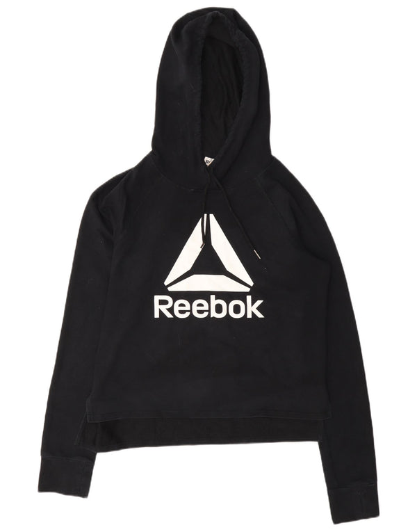 Jumper Reebok Crop Graphic pentru femei, UK 10, bumbac negru mic
