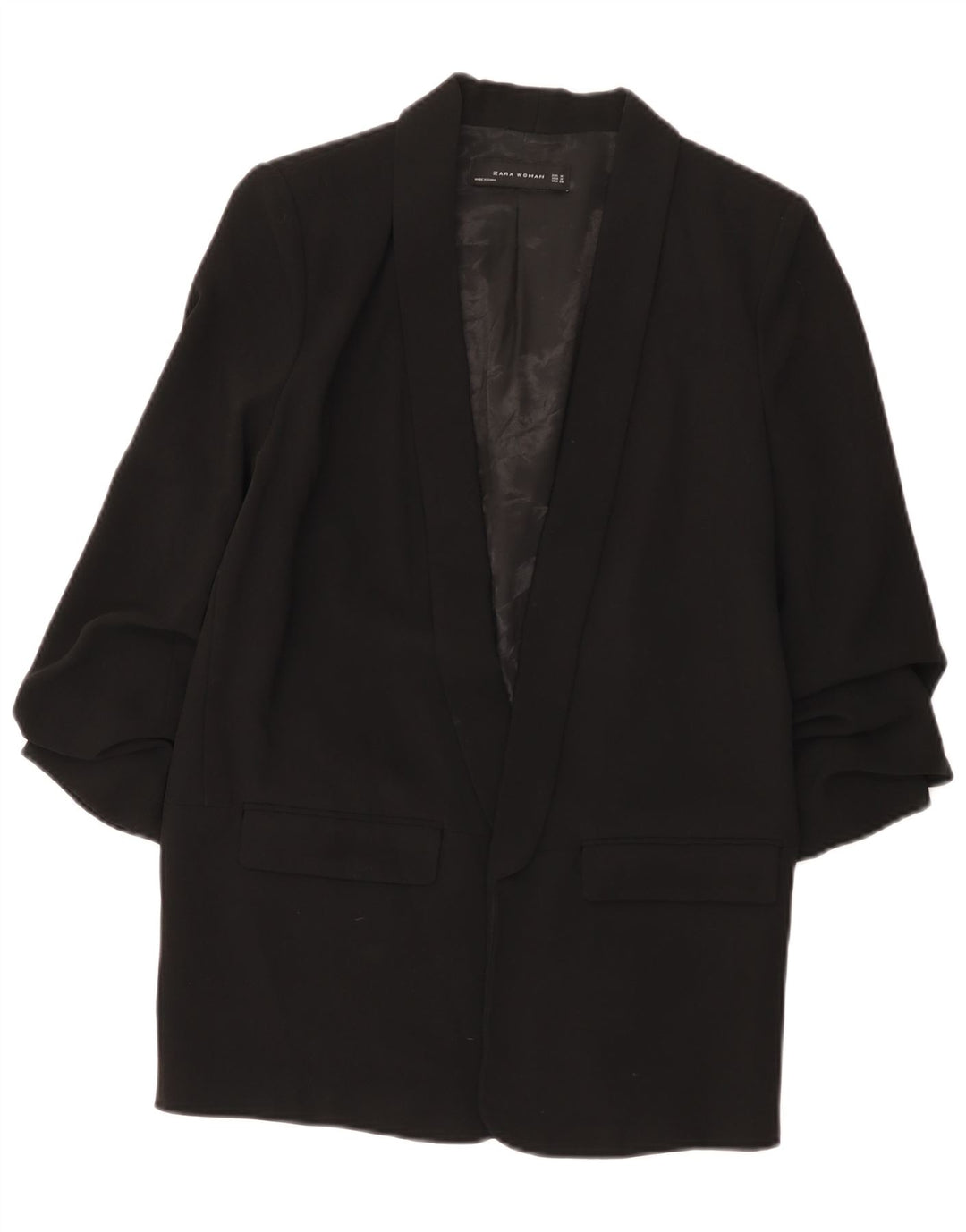 Jachetă pentru femei Zara cu mâneci 3/4 deschise, UK 14 Medium Negru