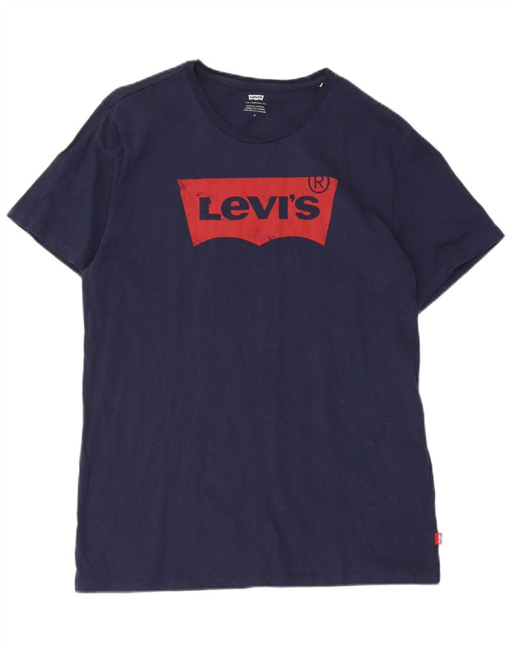 Tricou grafic pentru bărbați Levi's Top mediu din bumbac bleumarin