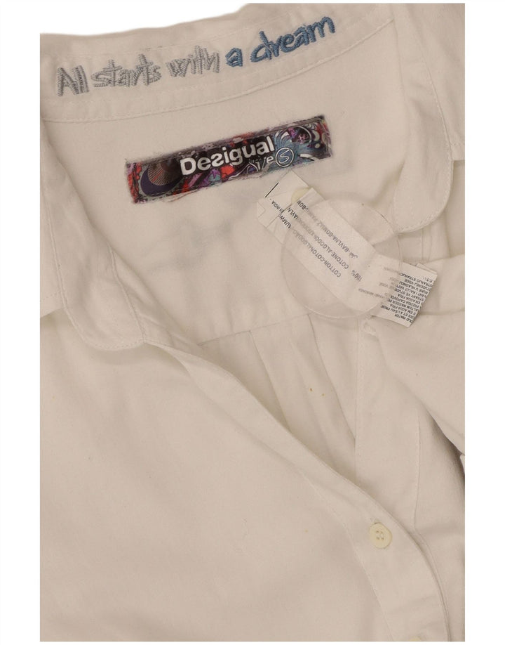 Cămașă cu grafică DESIGUAL pentru femei UK 10, bumbac, alb, floral, mic