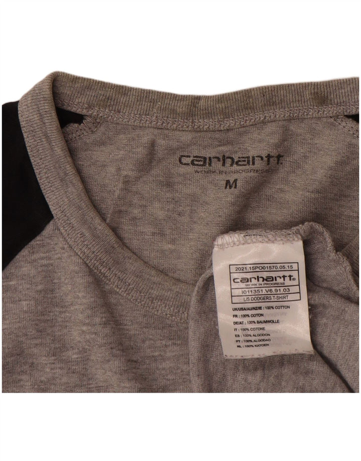 Top pentru bărbați Carhartt cu mânecă lungă, gri mediu, bumbac color bloc