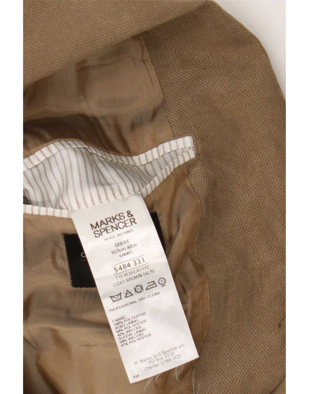 Marks & Spencer jachetă pentru bărbați cu 2 nasturi, UK 42, mare, bej, poliester