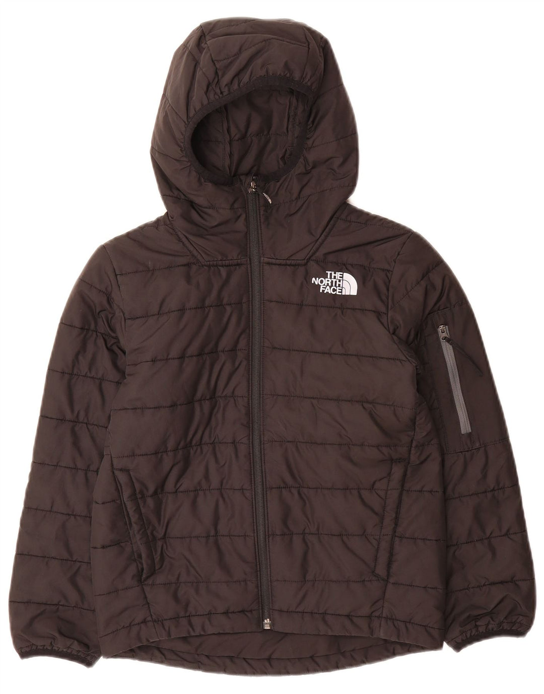 Jachetă căptușită cu glugă The North Face pentru băieți, 9-10 ani, poliester mediu negru
