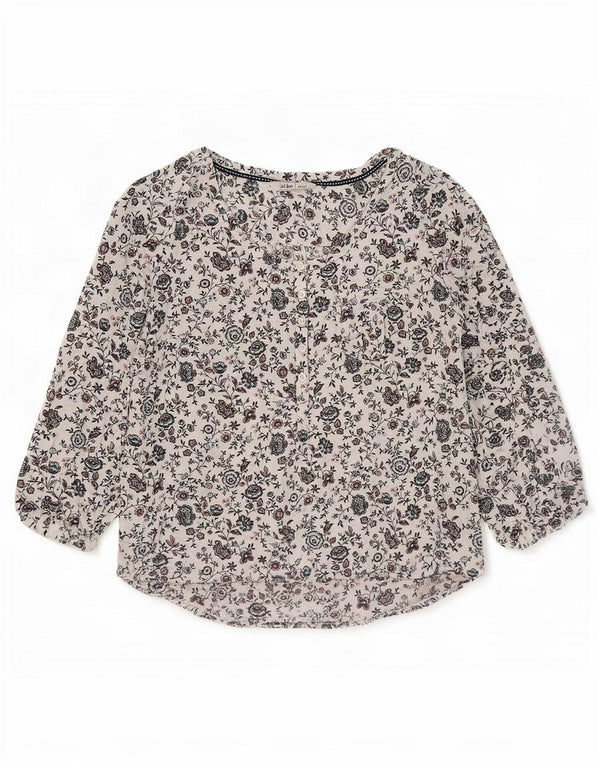 Bluză pentru femei Fat Face cu mâneci 3/4, UK 10, Bumbac Floral Alb Mic