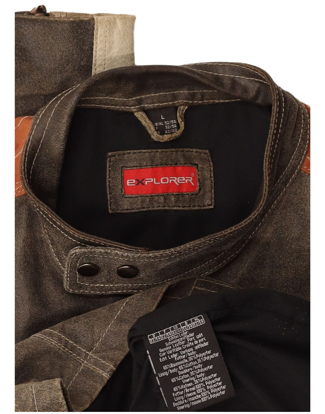 Jachetă de piele pentru bărbați EXPLORER UK 40, mare, gri, color block