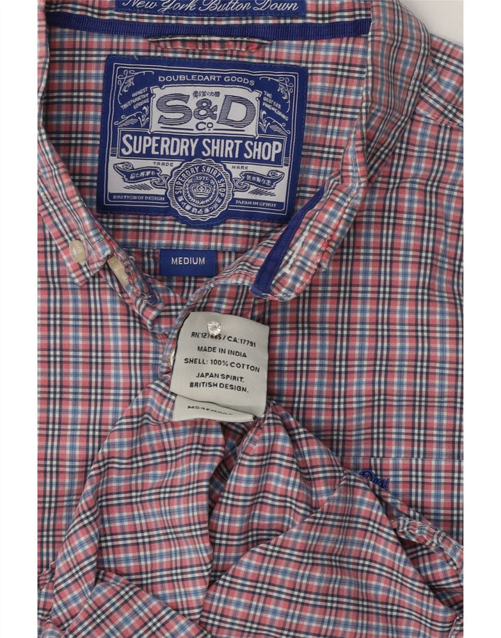 Cămașă pentru bărbați Superdry, bumbac vichy, roz mediu