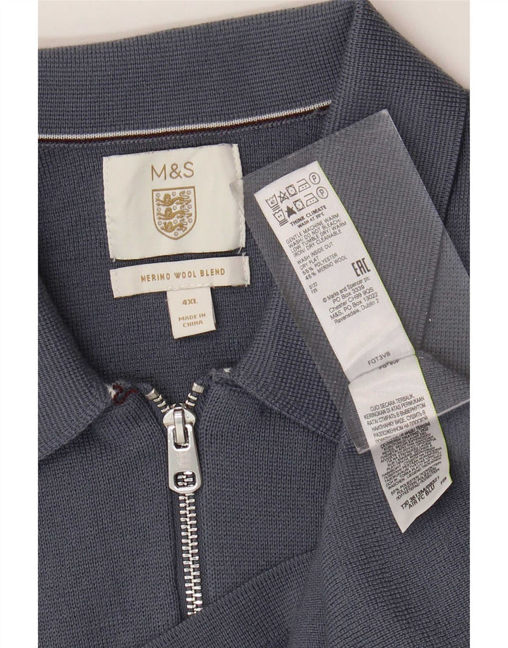 Pulover cardigan pentru bărbați Marks & Spencer, poliester albastru 4XL