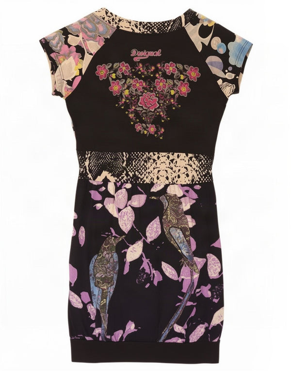 Rochie Desigual pentru femei cu model abstract Bubble UK 14 mare bumbac bleumarin