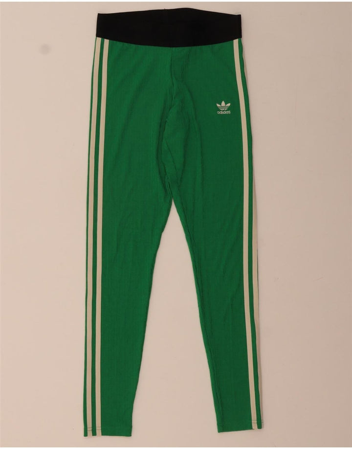 Leggings pentru femei ADIDAS Marea Britanie 8/10 Poliester color bloc verde mic