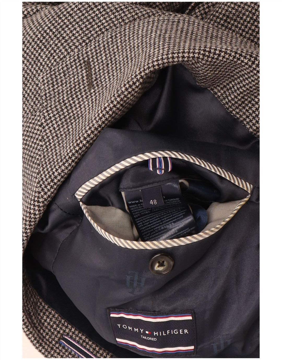 TOMMY HILFIGER Jachetă blazer croită pentru bărbați IT 48 Medium Gri Houndstooth