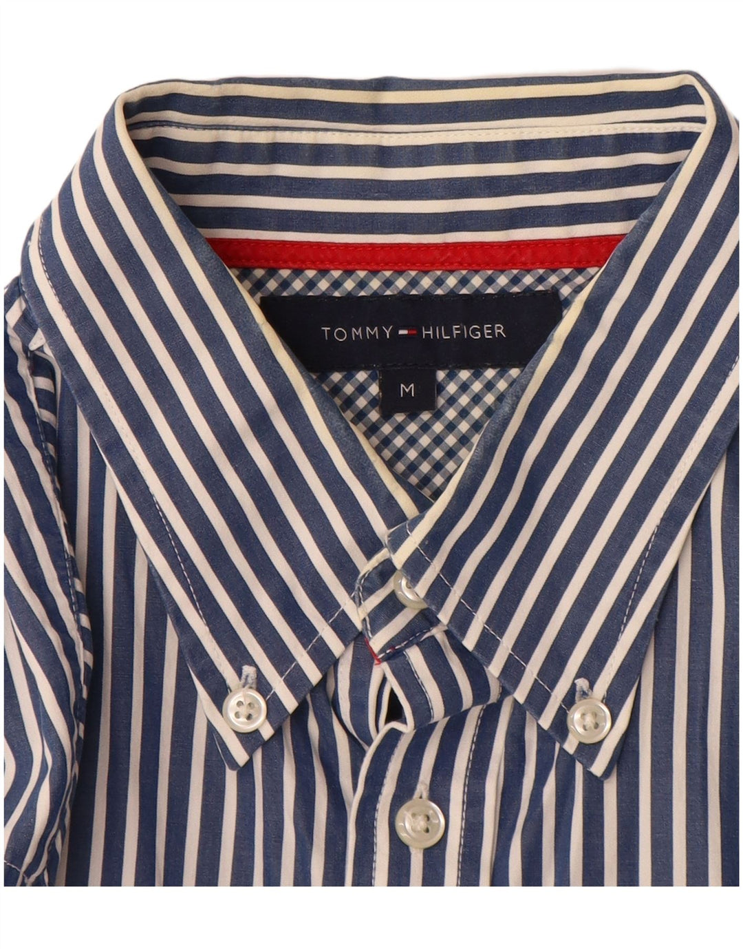 Cămașă Tommy Hilfiger pentru bărbați, bumbac cu dungi albastre medii