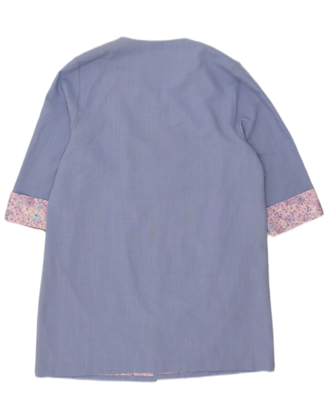 RICHARD STUMP Womens Open Overcoat UK 20 2XL Blue Floral Polyester