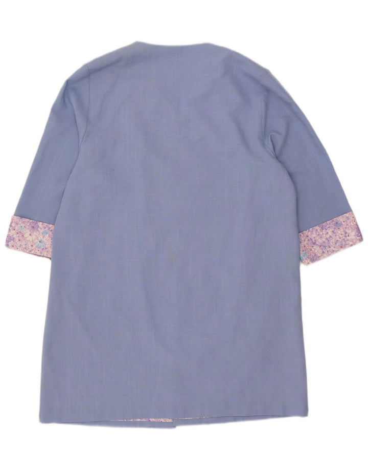 RICHARD STUMP Womens Open Overcoat UK 20 2XL Blue Floral Polyester