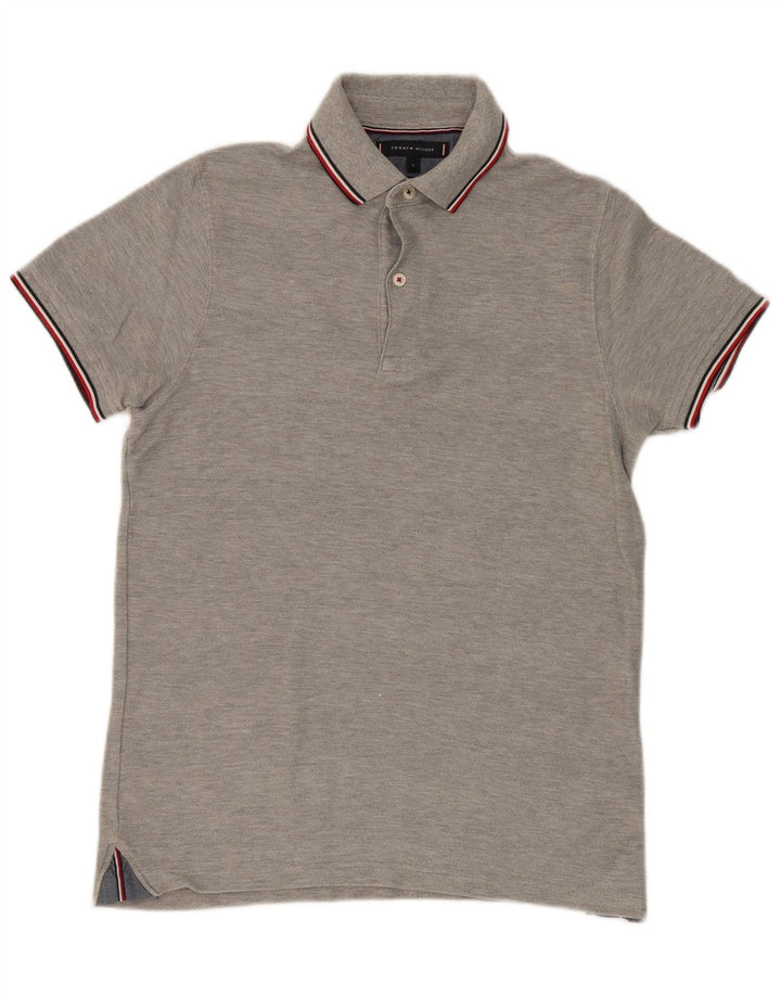 TOMMY HILFIGER Mens Polo Shirt Small Grey Cotton