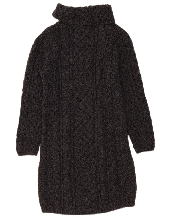 Aran Wollen Mills Rochie Jumper cu mânecă lungă pentru femei UK 14 Gri mediu