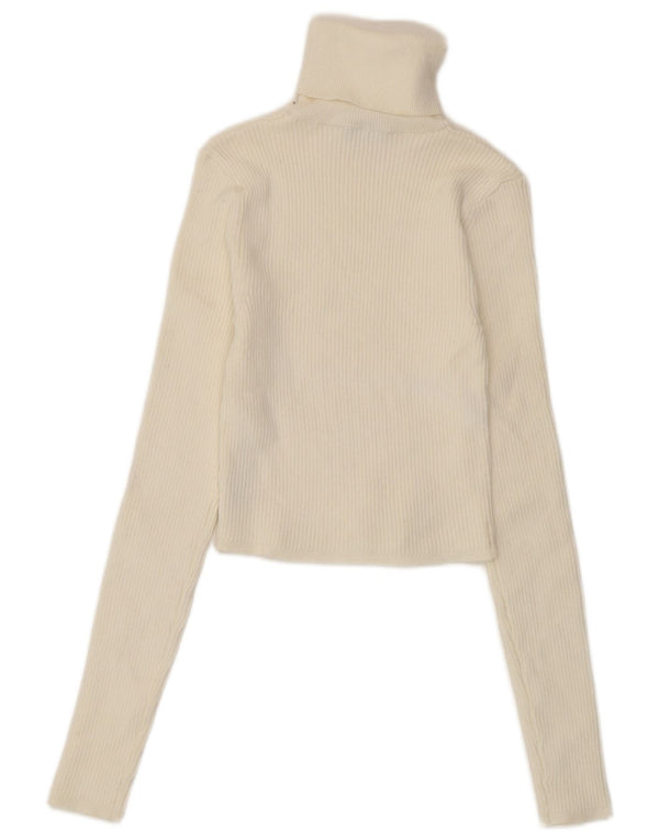 Pulover pentru femeie cu gât rulat Zara UK 12 Medium White Viscose