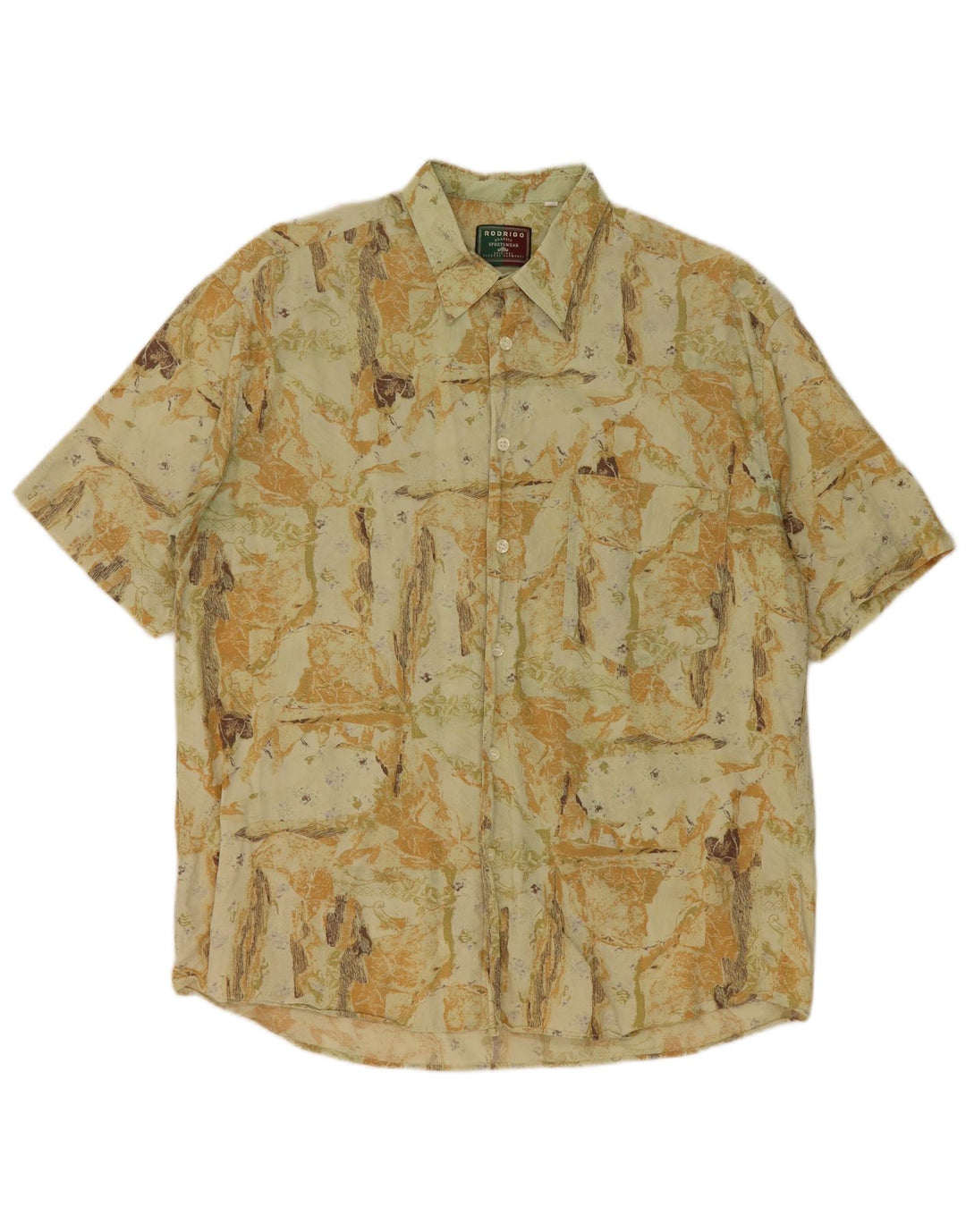 Camasa cu maneca scurta cu model abstract pentru barbati Rodrigo Marimea 42 Bumbac verde mare