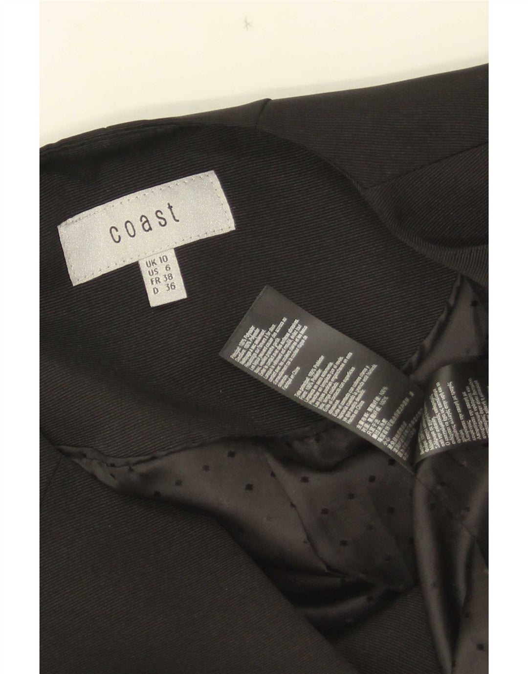 Coast Jachetă pentru femei cu mâneci 3/4 crop blazer UK 10 Poliester negru mic