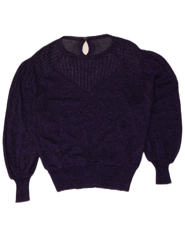 Pulover vintage pentru femei cu gât de barcă, UK 14, violet mediu