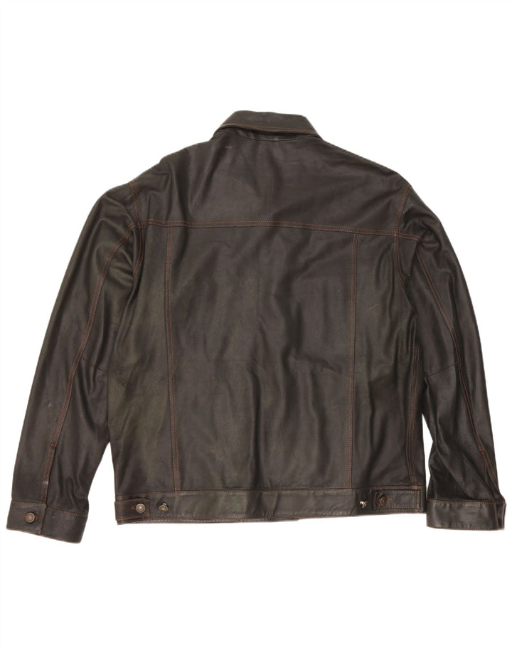 Jachetă de piele vintage pentru bărbați IT 52 XL neagră