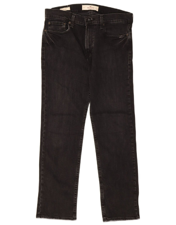 Blugi Hollister Slim Straight pentru bărbați W32 L30 bumbac negru