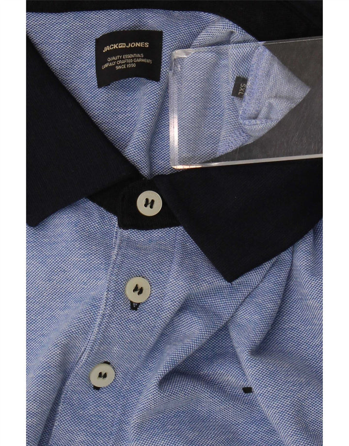 Tricou polo Jack & Jones pentru bărbați, 5XL, albastru, bloc de culoare