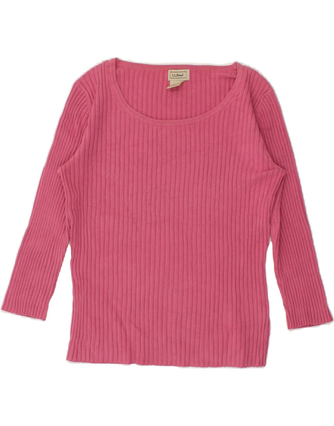 L.L.BEAN Womens Top 3/4 Sleeve UK 12 Medium Pink Cotton Vintage L.L.Bean and Second-Hand L.L.Bean from Messina Hembry 