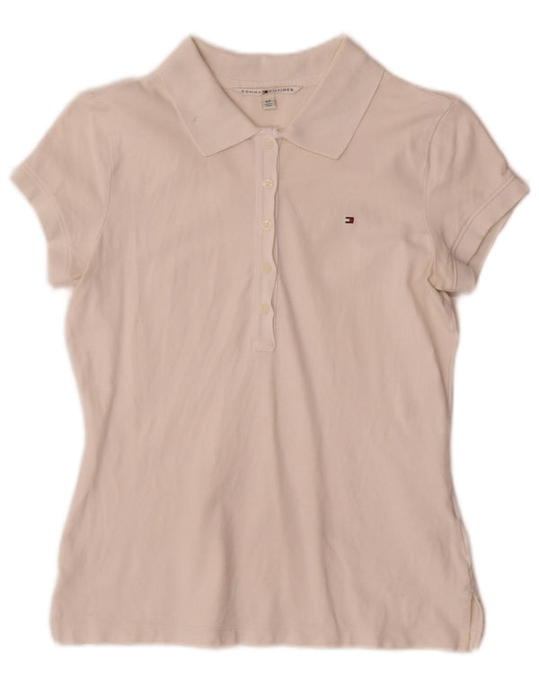 Tricou polo Tommy Hilfiger pentru femei UK 10 Small White Bumbac