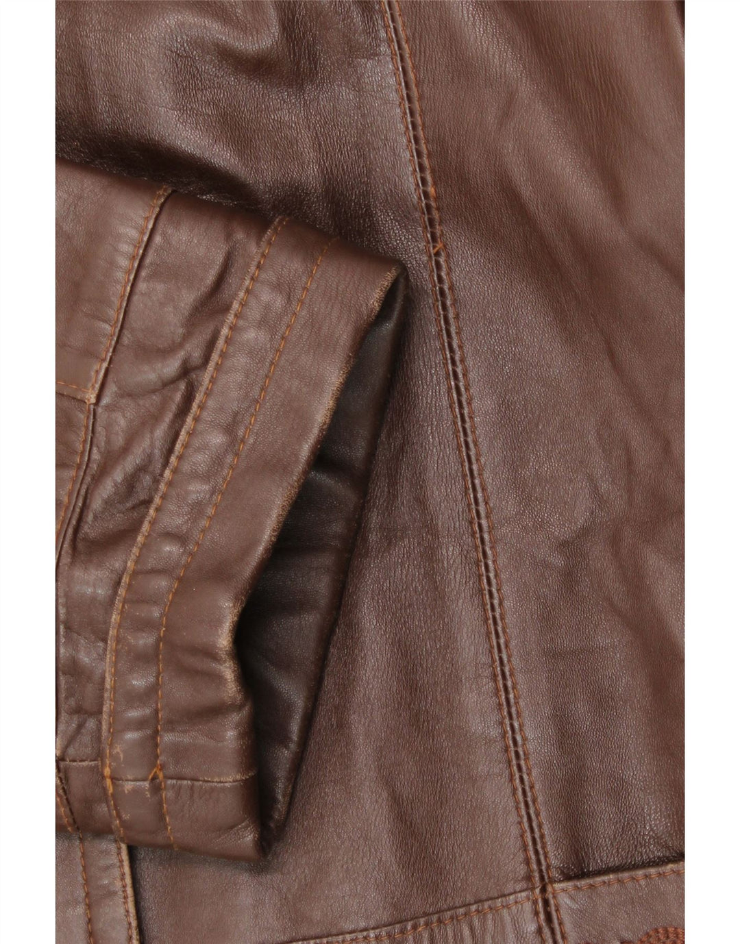 Palton din piele vintage cu glugă pentru femei IT 44 din piele maro medie