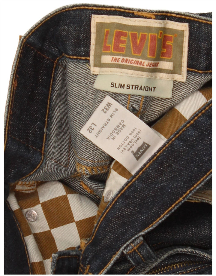 Blugi drepti subțiri pentru bărbați Levi's W32 L32 bumbac bleumarin