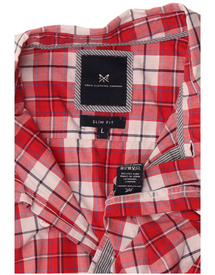 Crew Clothing Cămașă Slim Fit pentru bărbați, bumbac cu carouri roșii mari